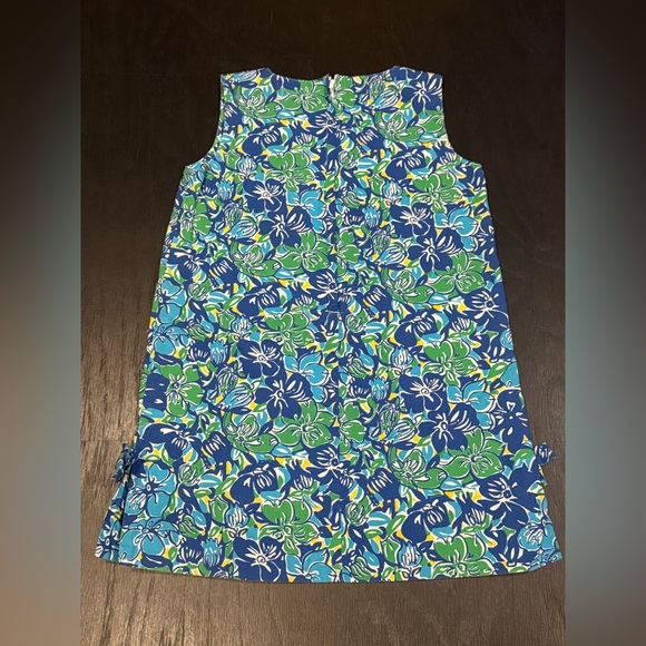 Minnie by Lilly Pulitzer Shift Dress Girl Size 7 Green Blue Floral Print - Picture 4 of 5